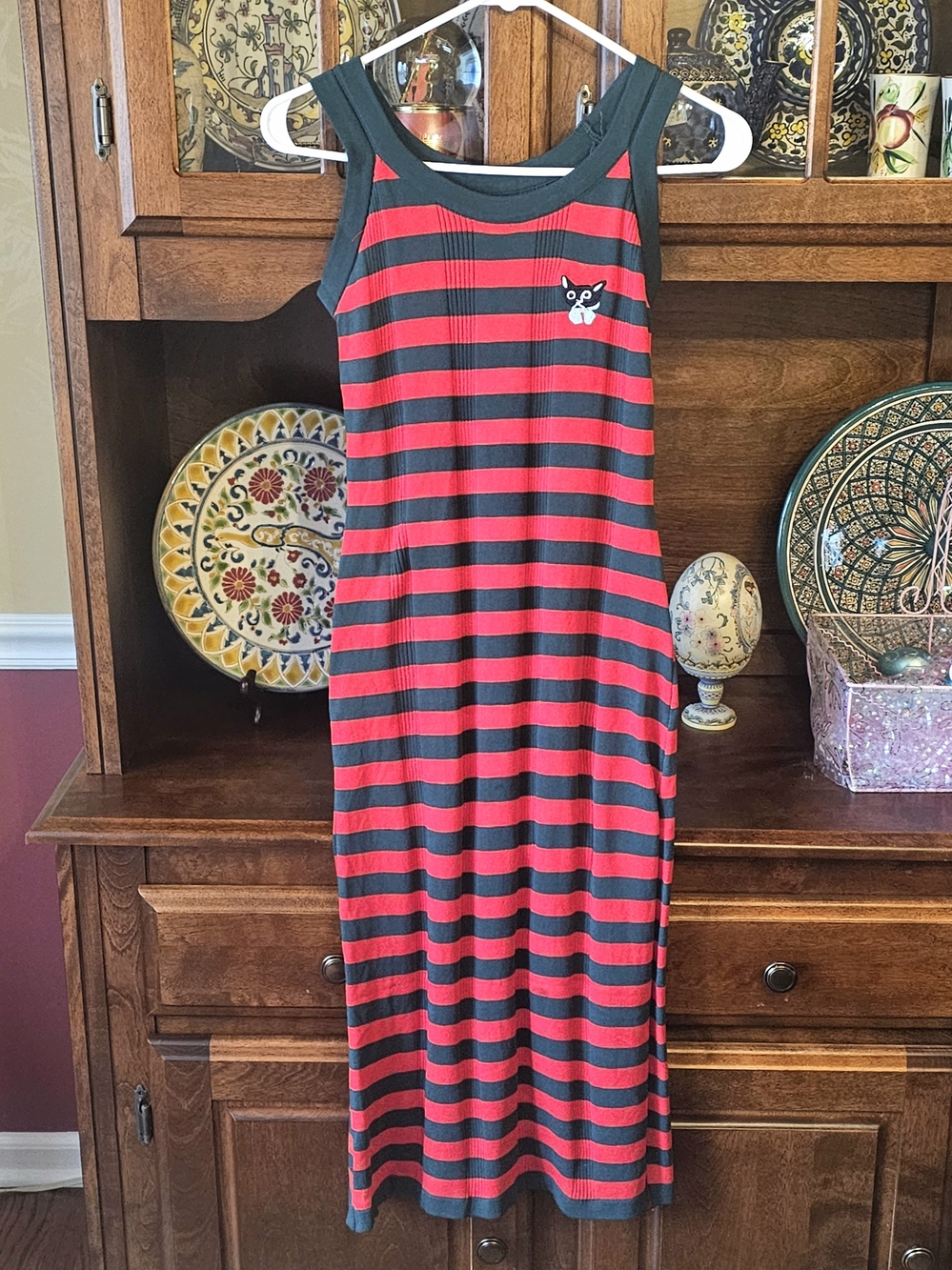Striped Red & Navy Sleeveless Skater Dress
